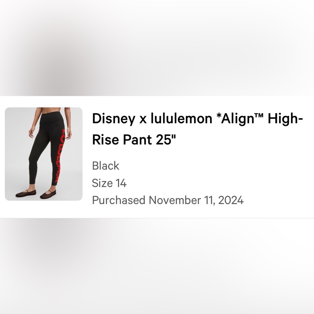 lululemon black leggings with red graphic